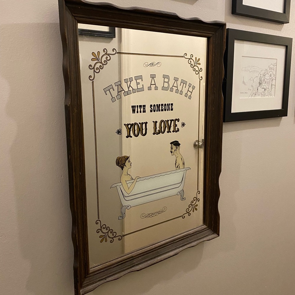 Vintage 70s Hoyne Industries Take a Bath With Someone you Love Mirror frame RARE